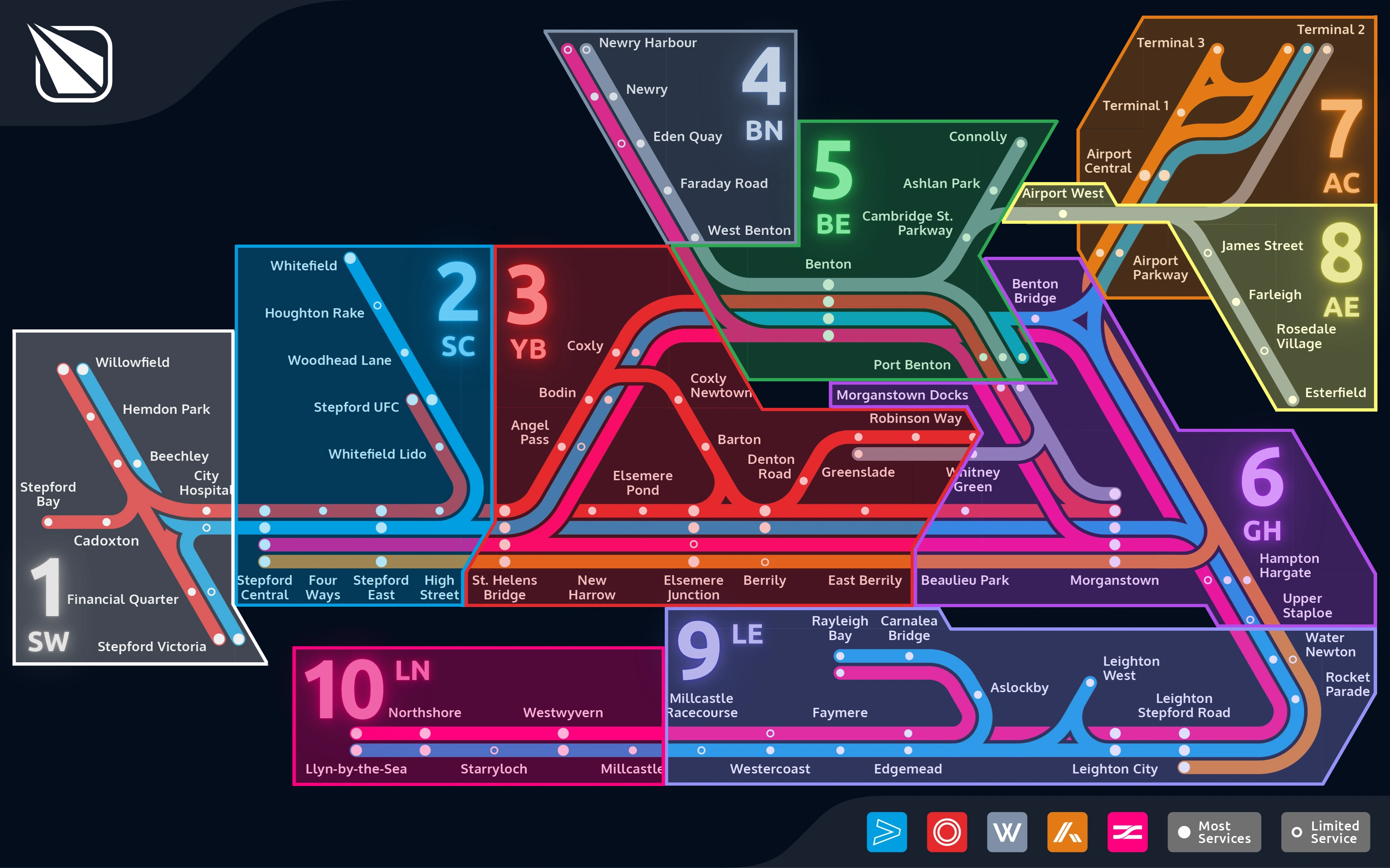 Stepford County Railway Network Map